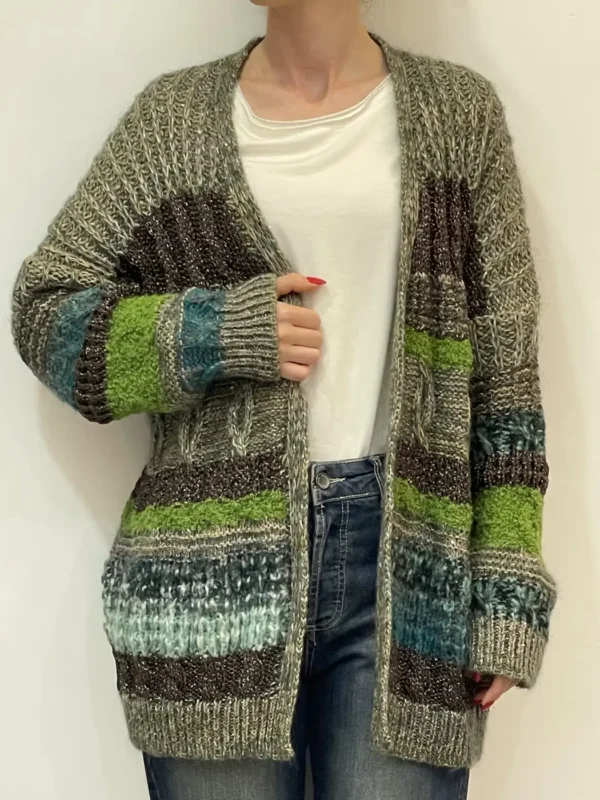 Souvenir - Maglia cardigan righe - Verde