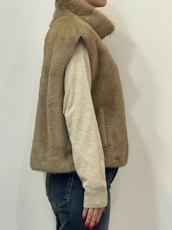 Sens Uniq - Gilet ecopelliccia - Camel - immagine 2