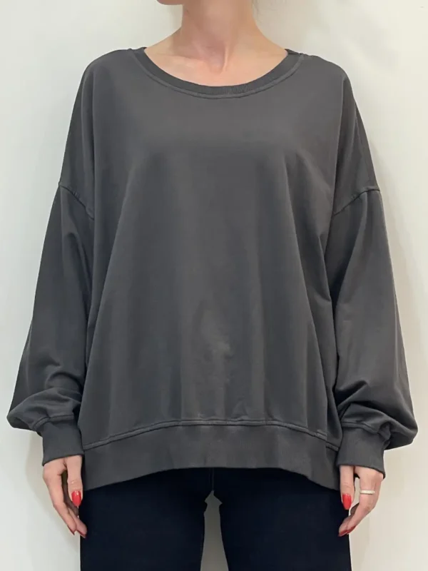 Felpa cotone garzato - Grigio