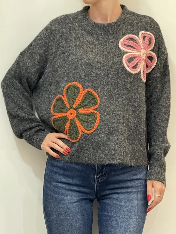 Floor 26 - Maglia  2 fiori - Grigio