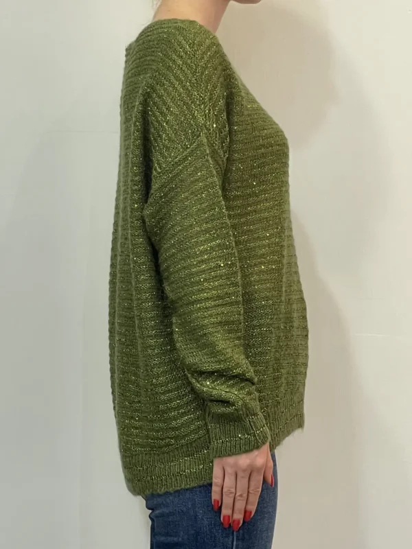 Floor 26 - Maglia lana mohair paillettes - Verde - immagine 2