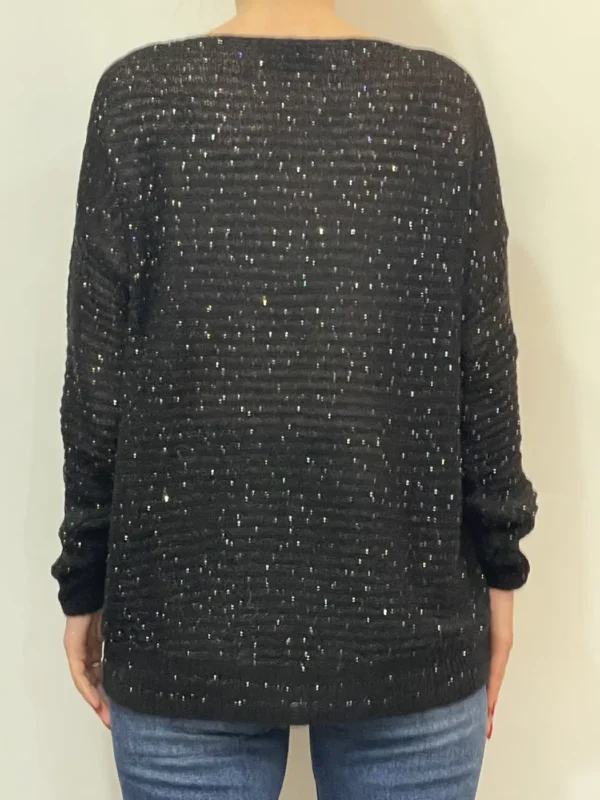 Floor 26 - Maglia lana mohair paillettes - Nero - immagine 3