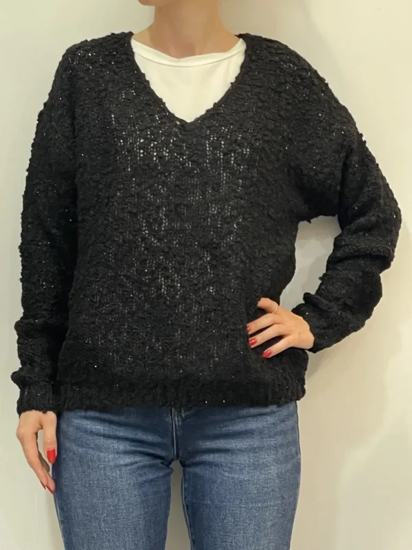 Floor 26 - maglia lana mohair -vu bouclè - Nero