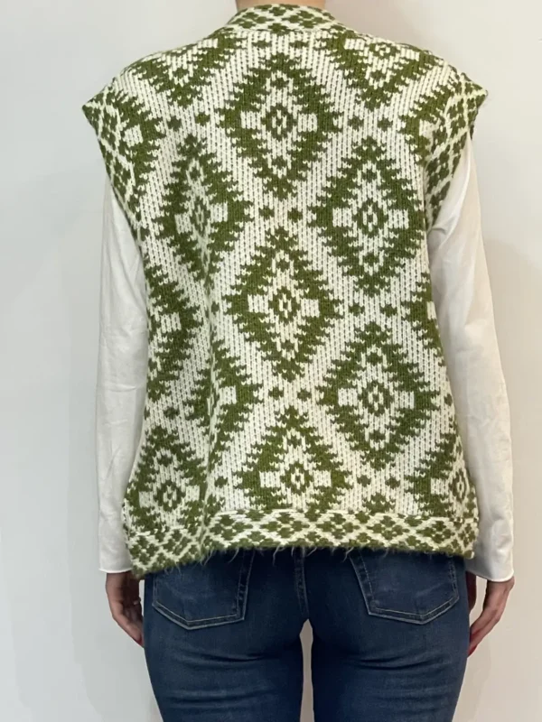 Angè – Gilet maglia fantasia – Verde - immagine 3