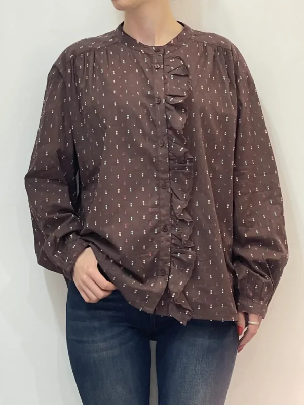 Angè - Camicia rouches - Bordeaux