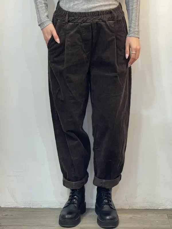 Floor26- pantalone velluto Greta- marrone