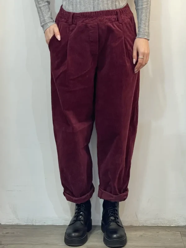 Floor26- pantalone velluto Greta- bordeaux