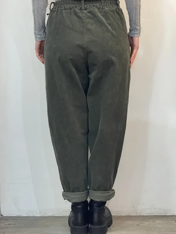 Floor26- pantalone velluto Greta- verde militare - immagine 3