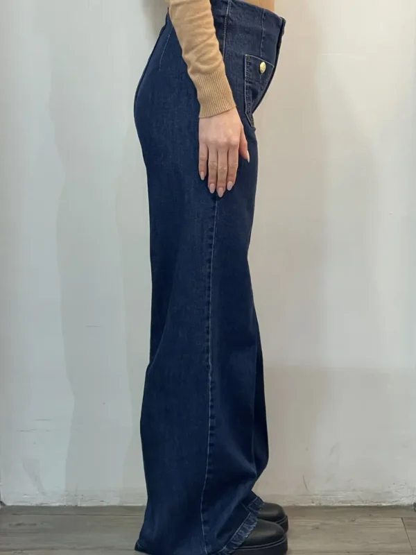 Tensione in-jeans palazzo-bottone oro - immagine 2